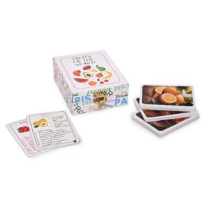 fruits of the world flash cards – 53 fruit learning cards in premium wooden storage box